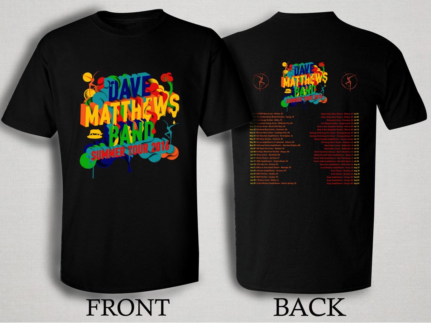 Dave Matthews Band Summer Tour 2016 T Shirt Size S M L Xl 2xl 3xl