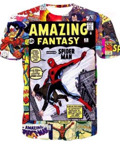 spiderman collage full print graphic shirt