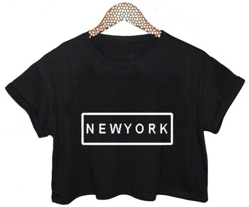 new york crop shirt graphic print tee for women