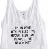 i'm in love with places quote crop top graphic print tee for women