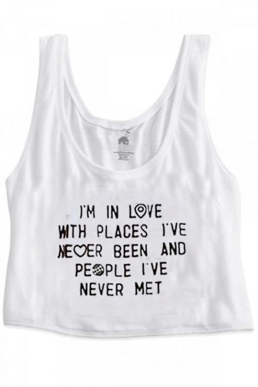 i'm in love with places quote crop top graphic print tee for women