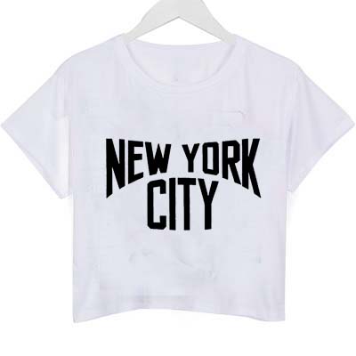 new york city crop shirt graphic print tee for women