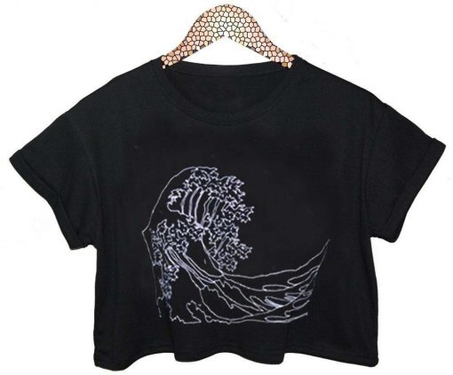 ocean art crop shirt graphic print tee for women