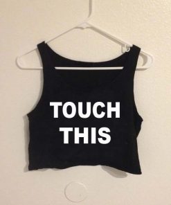TOUCH THIS crop top graphic print tee for women