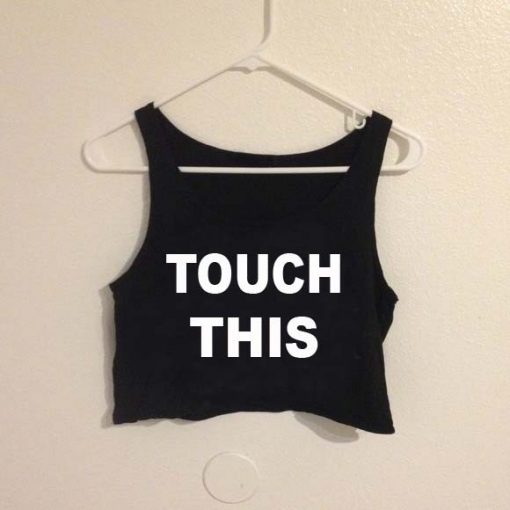 TOUCH THIS crop top graphic print tee for women