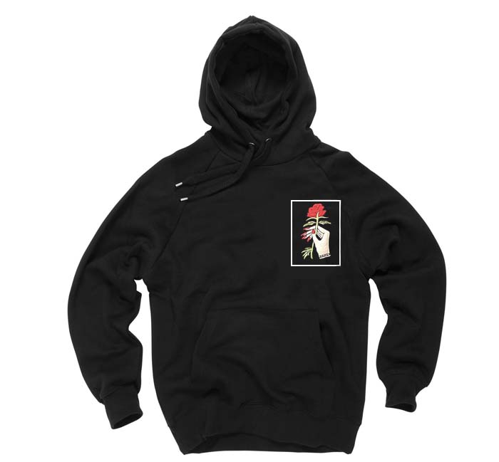 rose and hand black color Hoodies
