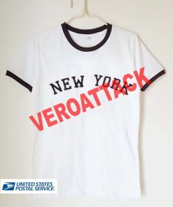 new york font unisex ringer tshirt