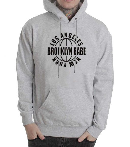 Los Angeles Brooklyn Babe New York Grey Color Hoodie