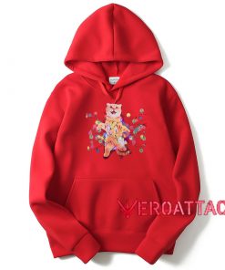 Christmas Cats in Lights with LED Red color Hoodies