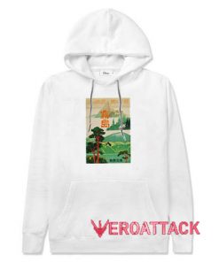 Vintage Japanese Travel Poster White color Hoodies