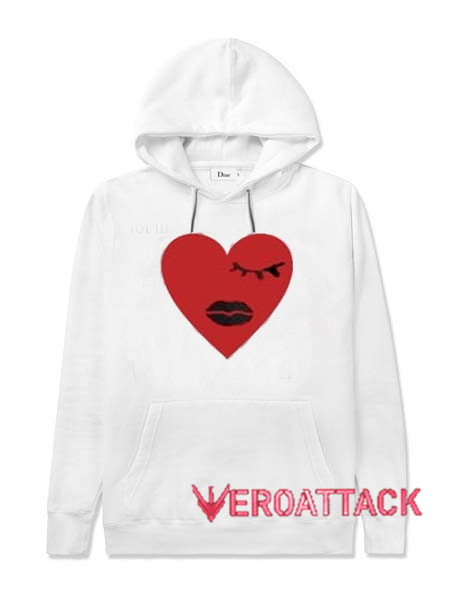 red sweatshirt with white heart