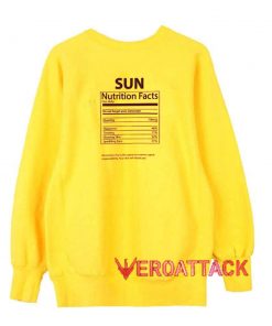 Nutrition Facts Yellow Unisex Sweatshirts