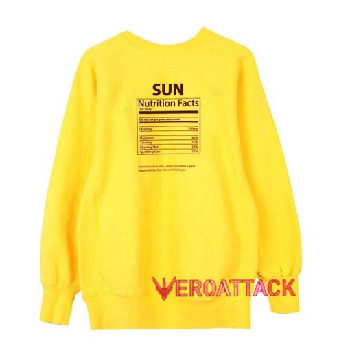 Nutrition Facts Yellow Unisex Sweatshirts