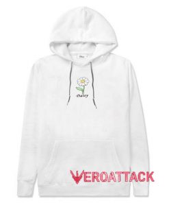 Ribbed Daisy White color Hoodies