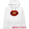 Bear Kiss Red Lips White color Hoodies