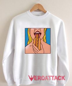 Lady Eating Hot Dog Unisex Sweatshirts