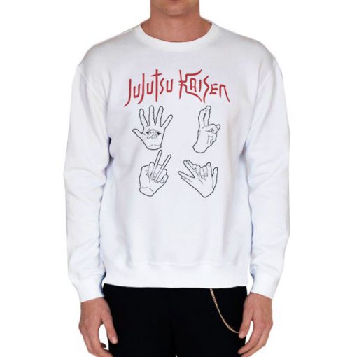 White Sweatshirt Hand Signs Jujutsu Kaisen T Shirt
