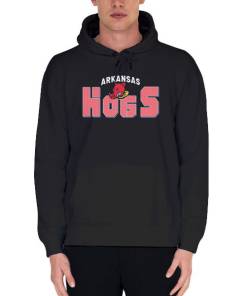 Black Hoodie Hogs Graphic Vintage Arkansas Sweatshirt