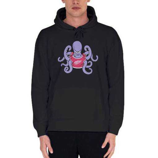 Black Hoodie Octopus Vintage Red Wings