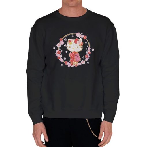 Black Sweatshirt Hello Kitty Kimono Sanrio
