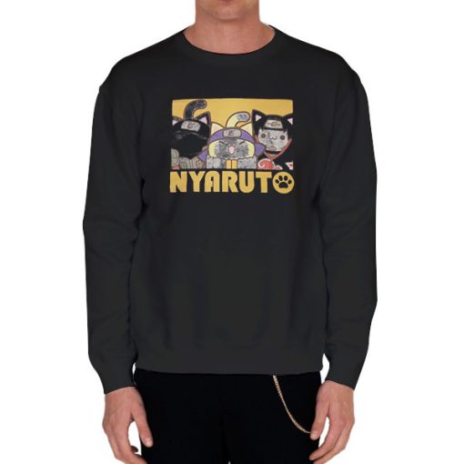 Black Sweatshirt Naruto Cats Kids Nyaruto