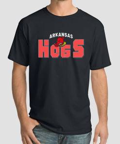 Black T Shirt Hogs Graphic Vintage Arkansas