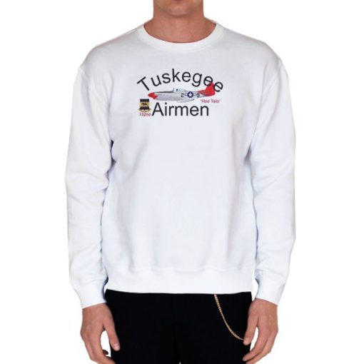 White Sweatshirt Vintage P 51 Value Tuskegee Airmen
