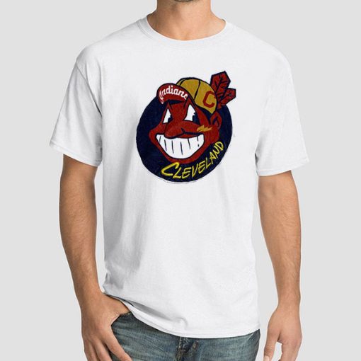 White T Shirt Mlb Indians Cleveland