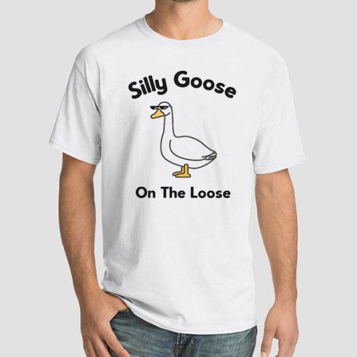 White T Shirt On the Loose Silly Goose